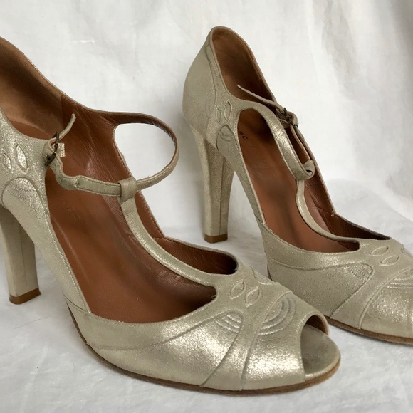 Marc Jacobs Gold/Silver Leather T-strap High - Picture 1 of 8
